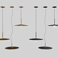 Various Modern Pendant Lights Featuring Gold Black Round Base And Spherical Bulb Designs 3d model