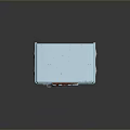 Light Blue Cube Shaped Decorative Item With Vintage Design And Red Accents