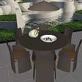 Stylish Round Dining Table Set With Vase Plate And Chairs Near Grass View