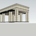Open Structure Classical Landscape Pavilion With Stone Columns And Flat Roof Design 3d model