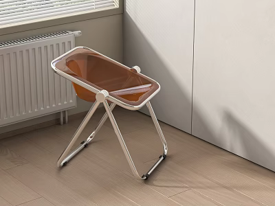 Modern Brown Transparent Stool With Metal Frame On Wooden Floor Interior 3d model