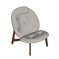 Modern Lounge Chair With Tufted White Upholstery And Wooden Leg Design