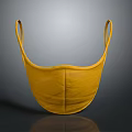Yellow Cloth Face Mask With Elastic Ear Loops And Protective Layers 3d model