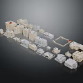 Cartoon Scene With Detailed Miniature Building Models In Various Architectural Styles