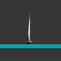 Miniature Sailboat Model Floating On Calm Blue Square Water Display Platform