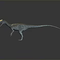 Dinosaur Character With Yellow Head Crest Blue Gray Body And Open Mouth In Dynamic Pose