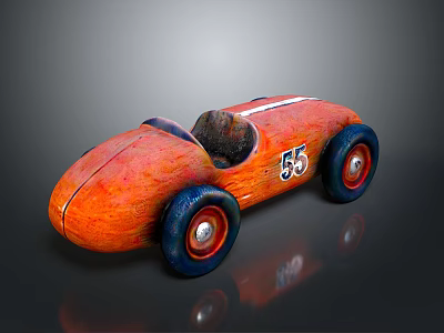 Orange Vintage Race Car With Number 55 Black Wheels And Sleek Streamlined Design 3d model