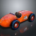 Orange Vintage Race Car With Number 55 Black Wheels And Sleek Streamlined Design