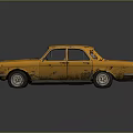 Vintage Yellow Rusty Sedan With Worn Exterior And Classic Design
