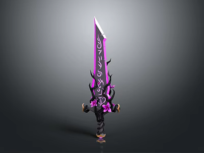 Decorative Purple Fantasy Sword With Intricate Patterns And Ornate Hilt 3d model