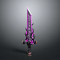 Decorative Purple Fantasy Sword With Intricate Patterns And Ornate Hilt