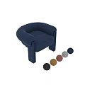 Stylish Deep Blue Modern Upholstered Single Sofa With Rounded Armrest And Stable Legs