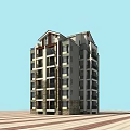 Multi Storey Modern Residential Building With Balconies Stone Cladding And Red Tiled Square