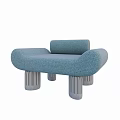 Comfortable Modern Blue Single Sofa With Upholstered Design And Cylindrical Legs 3d model