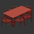 Modern Wooden Dining Table with Leather Chairs Set for Home Interior Design