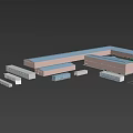 Industrial Factory Complex with Multiple Buildings Blue Roofs Pink Walls and Industrial Site Layout