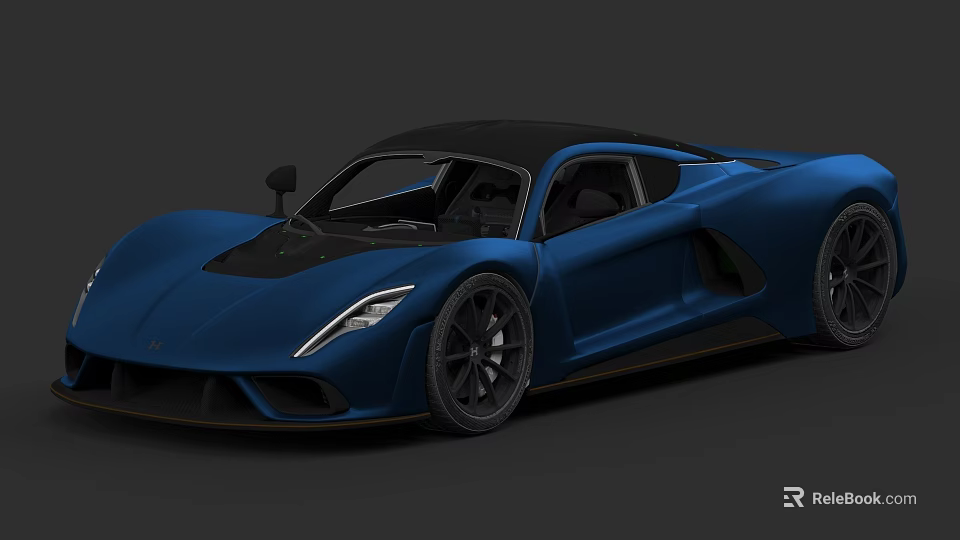 Blue Sports Car With Sleek Body Black Roof And Modern Aerodynamic Design 3d model 