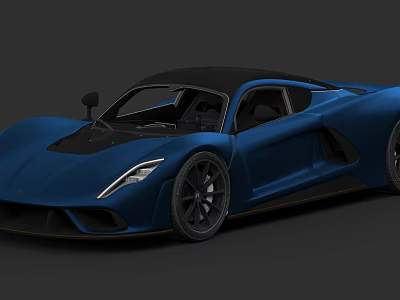Blue Sports Car With Sleek Body Black Roof And Modern Aerodynamic Design 3d model