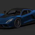 Blue Sports Car With Sleek Body Black Roof And Modern Aerodynamic Design