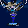 Futuristic Mechanical Installation With Blue Glowing Rings Metallic Structure And Layered Design