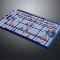 Tabletop Hockey Game Equipment With Ice Rink Lines Red Circles And Player Figures