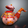 Mechanical Style Decorative Ornament Set Featuring Pink Body Gear Pattern Open Lid And Curved Handle