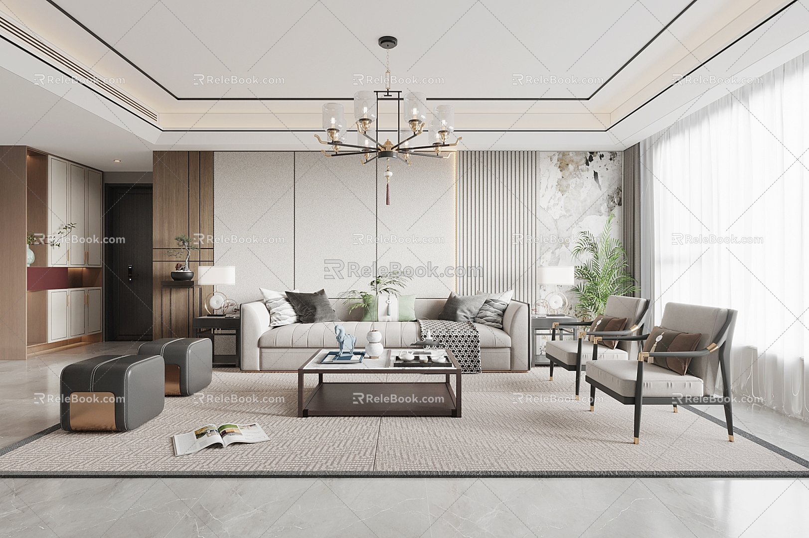 New Chinese Living Room 3d model