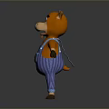 Cartoon Cow Character Orange Body Blue Striped Overalls With J Initial On Chest Dark Background