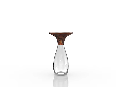 Modern Transparent Glass Vase With Copper Top And Simple Decorative Design 3d model