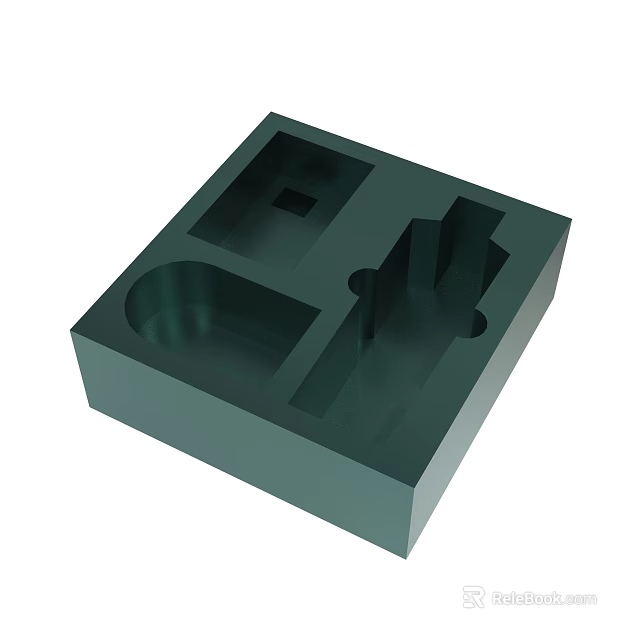 Green 3D Industrial Mechanical Component With Detailed Geometric Slots And Holes 3d model 
