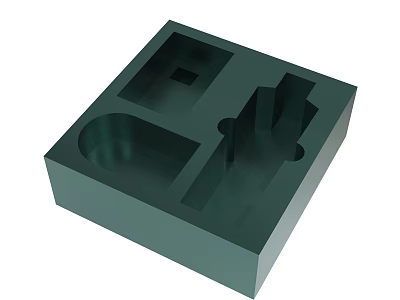 Green 3D Industrial Mechanical Component With Detailed Geometric Slots And Holes 3d model