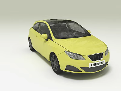 Yellow Hatchback Car With Black Roof Modern Sleek Design And Black Rims 3d model