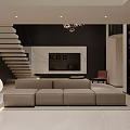 Modern Minimalist Upholstered Sofa And Side Table Combination For Contemporary Neutral Tone Living Room Decor