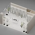 Modern Clothing Store Interior With Glass Doors Mannequins Green Plants And Recessed Lighting