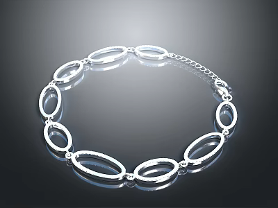 Silver Shiny Bracelet With Oval Linked Design And Chain Clasp For Daily Use 3d model