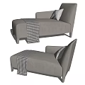 Modern Light Gray Fabric Chaise Lounge With Checkered Throw Blanket And Accent Pillow