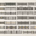 Various Decorative Iron Railings With Intricate Patterns And Modern Designs 3d model