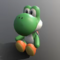 Cartoon Dinosaur Character Sitting With Green Body White Belly Orange Yellow Feet And Red Shell