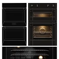 Modern Black Kitchen Ovens With Glass Doors And Control Panels
