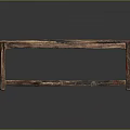 Vintage Wooden Long Table With Natural Wood Grain And Patched Black Marks On Distressed Surface