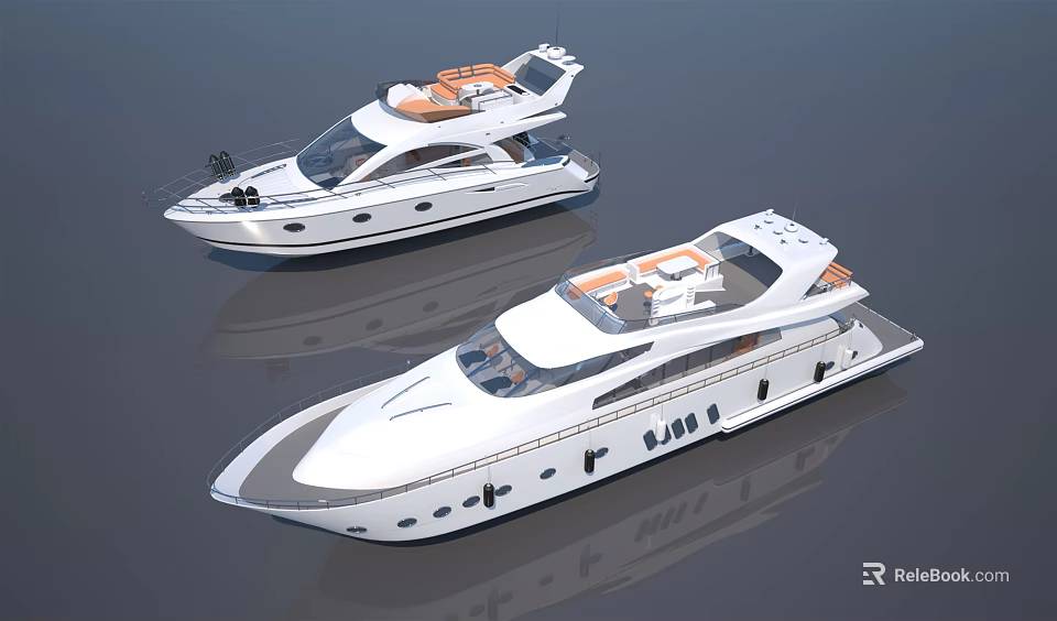 Modern Luxury Yachts Showcasing Sleek Design Features 3d model 
