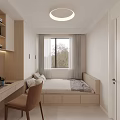 Minimalist Tatami Bedroom Interior With Storage Bed Desk And Natural Light