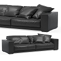 Baxter leather two-seat sofa 3d model