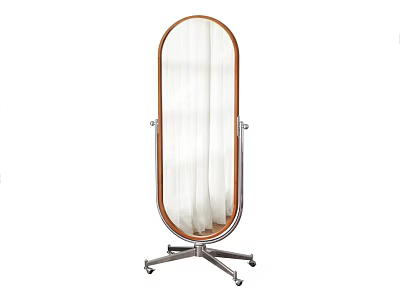 Modern Floor Mirror With Metal Stand And Wooden Frame For Elegant Home Interior Decor 3d model