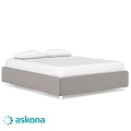 Modern Double Bed with White Mattress Gray Frame and Two Pillows