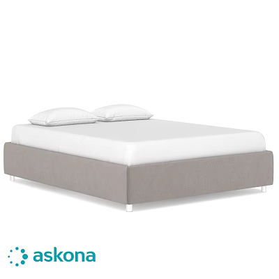 Modern Double Bed with White Mattress Gray Frame and Two Pillows 3d model