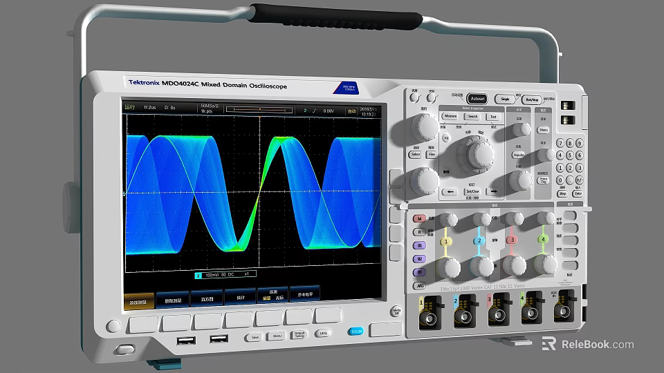 Industrial Tektronix Digital Oscilloscope With Waveform Display Control Panel And Ports 3d model 