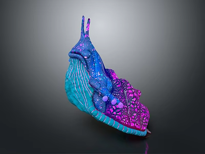 Vibrant Fantasy Creature with Glowing Antennae and Textured Blue Purple Body in Artistic Design 3d model