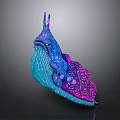 Vibrant Fantasy Creature with Glowing Antennae and Textured Blue Purple Body in Artistic Design