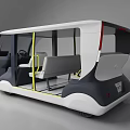Toyota Autonomous Vehicle With Modern Black And White Exterior Transparent Windows And Interior Seats
